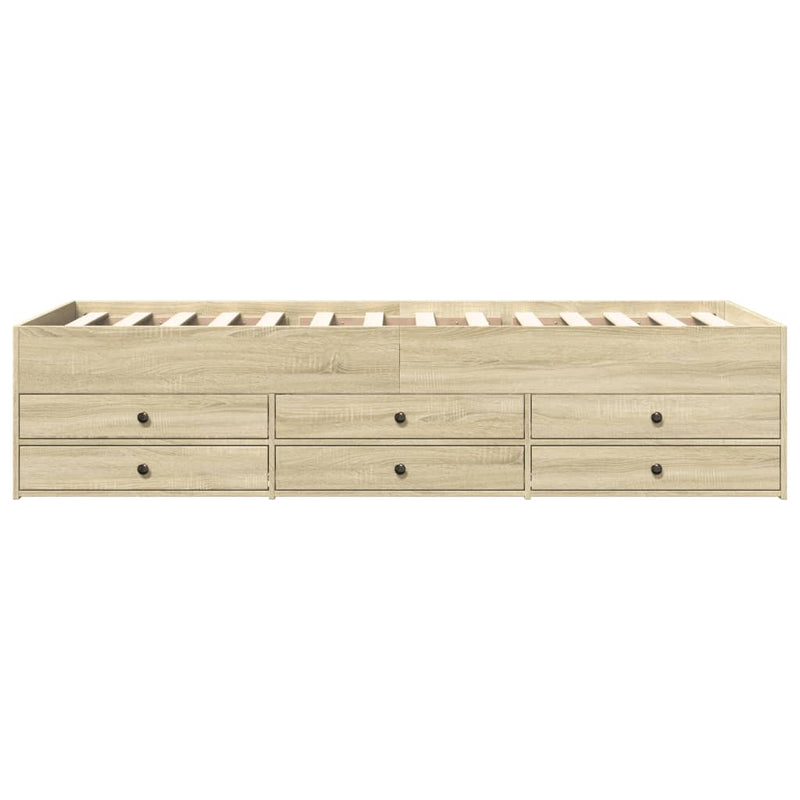 vidaXL sonoma tölgy kanapéágy fiókkal matrac nélkül 100x200 cm