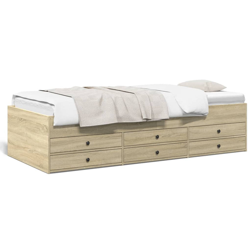 vidaXL sonoma tölgy kanapéágy fiókkal matrac nélkül 100x200 cm