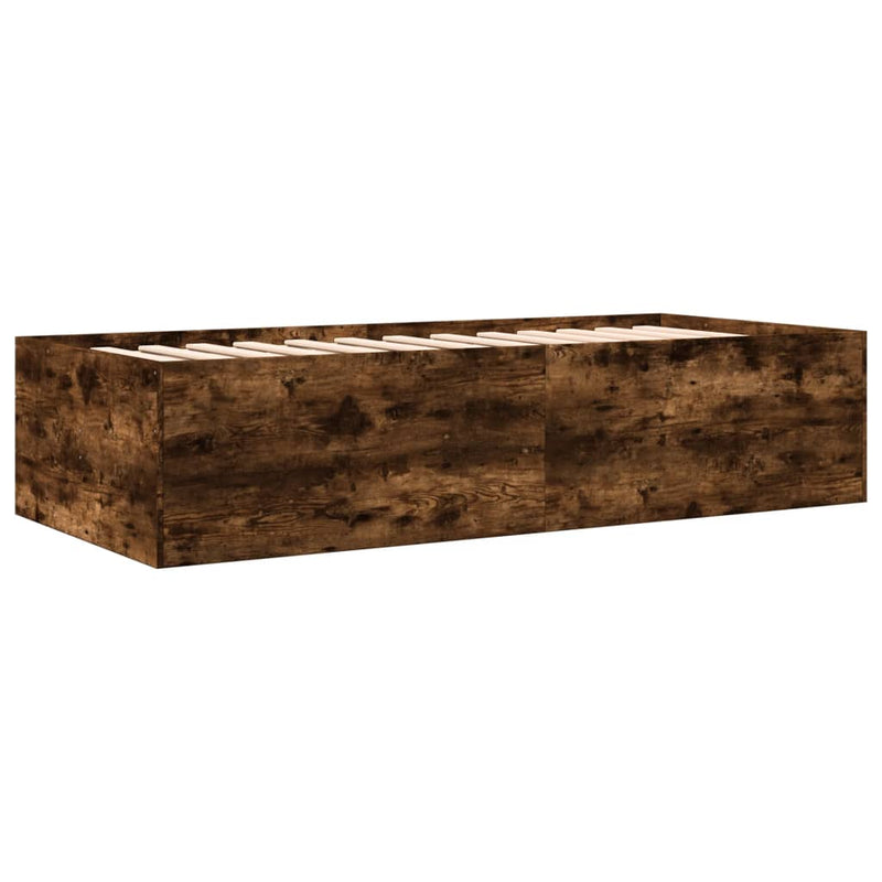 vidaXL füstös tölgy kanapéágy fiókkal matrac nélkül 100x200 cm