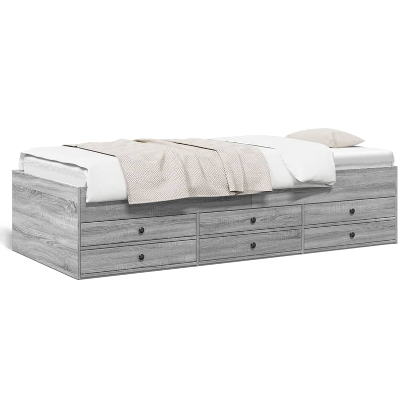 vidaXL szürke sonoma kanapéágy fiókkal matrac nélkül 100x200 cm