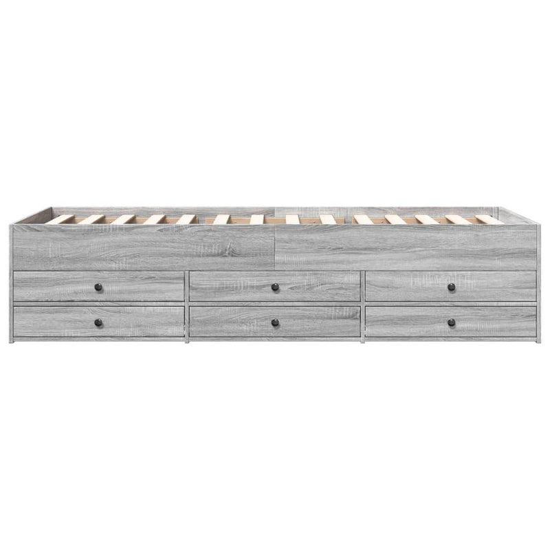 vidaXL szürke sonoma kanapéágy fiókkal matrac nélkül 100x200 cm
