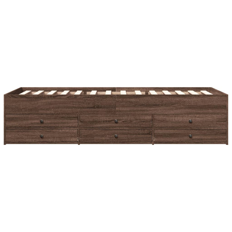 vidaXL barna tölgy kanapéágy fiókkal matrac nélkül 100x200 cm