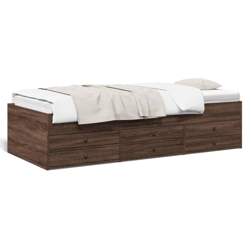 vidaXL barna tölgy kanapéágy fiókkal matrac nélkül 100x200 cm