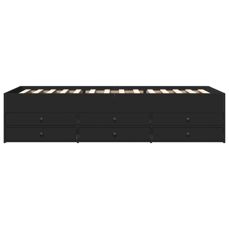 vidaXL fekete kanapéágy fiókkal matrac nélkül 90x200 cm