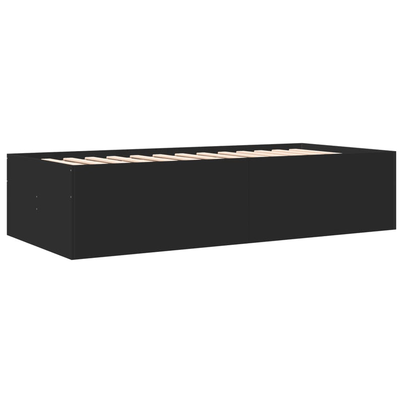 vidaXL fekete kanapéágy fiókkal matrac nélkül 90x200 cm