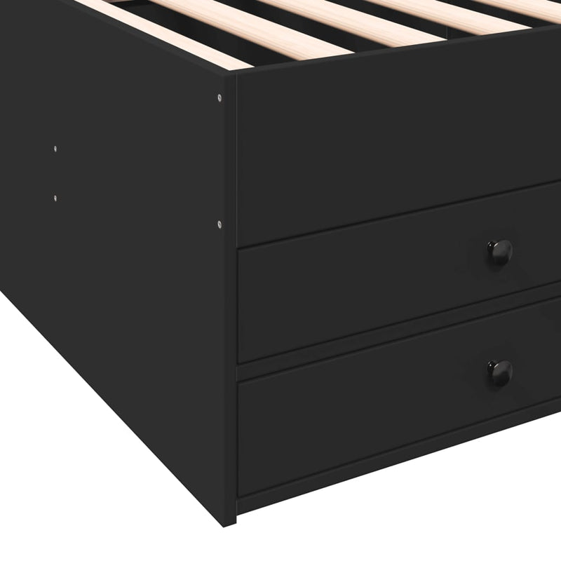 vidaXL fekete kanapéágy fiókkal matrac nélkül 90x200 cm