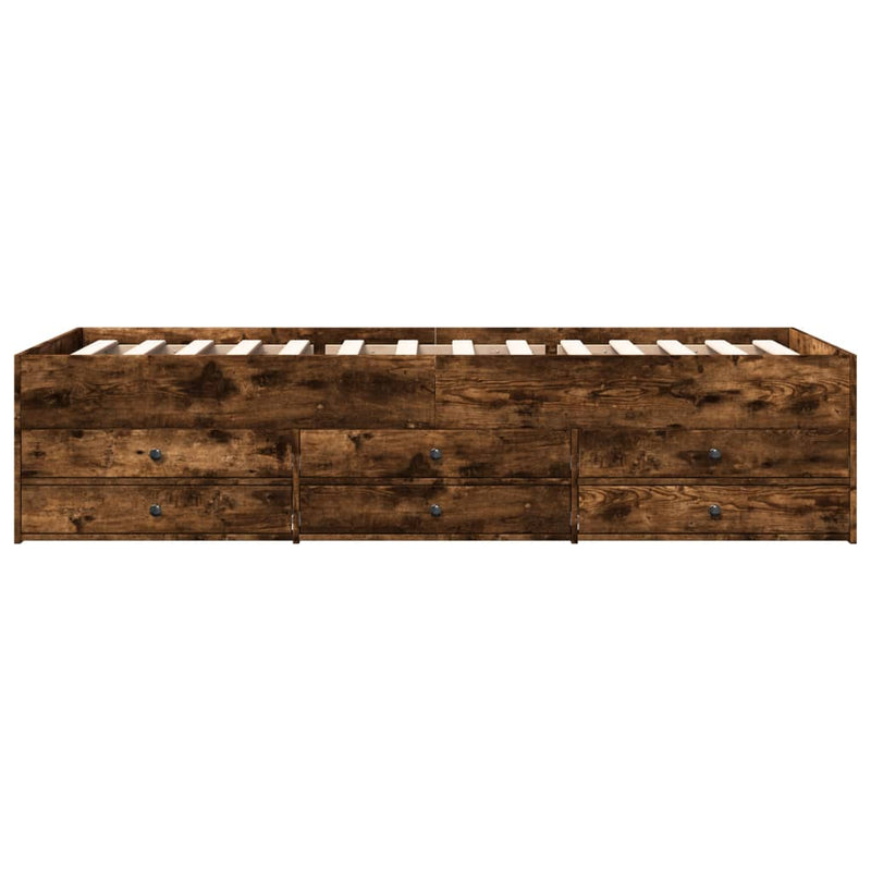 vidaXL füstös tölgy kanapéágy fiókkal matrac nélkül 90x200 cm