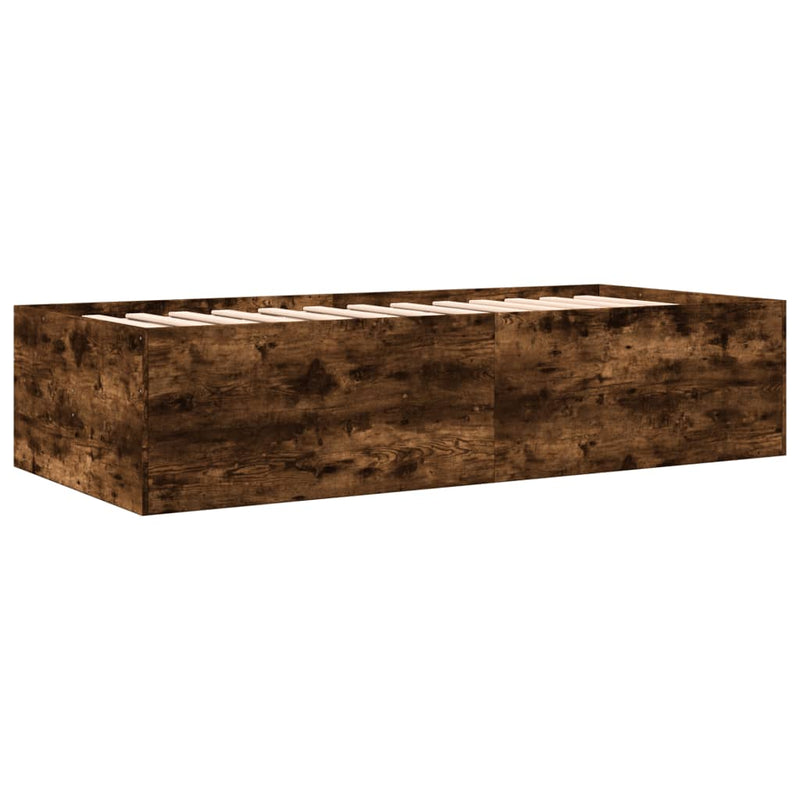 vidaXL füstös tölgy kanapéágy fiókkal matrac nélkül 90x200 cm