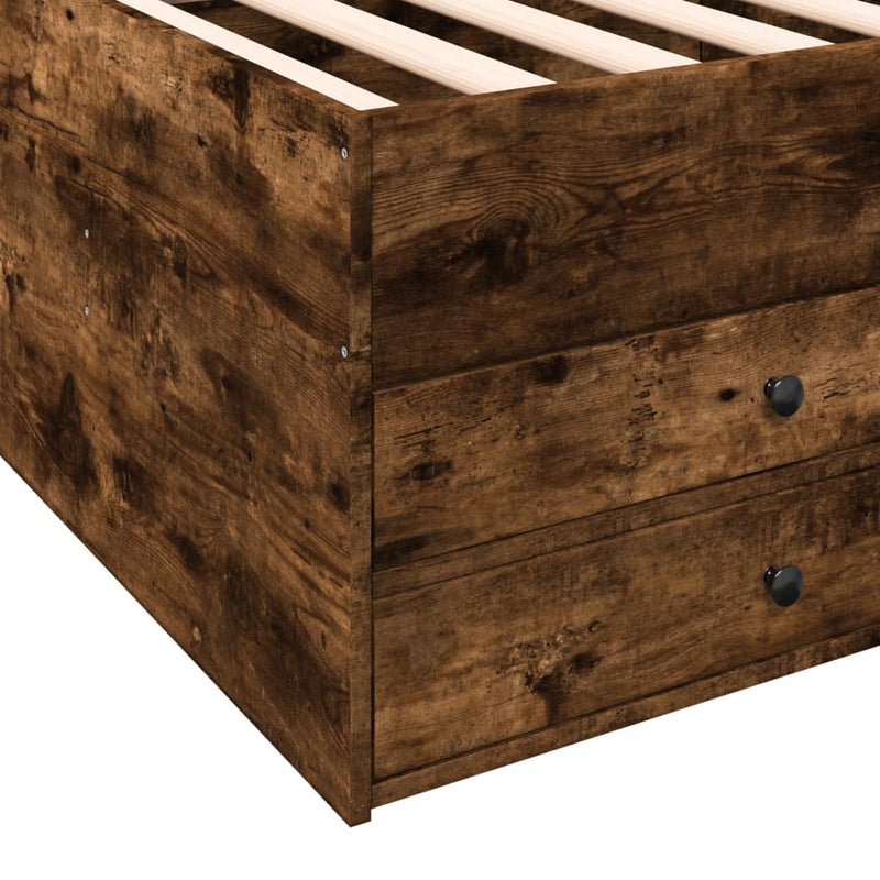 vidaXL füstös tölgy kanapéágy fiókkal matrac nélkül 90x200 cm
