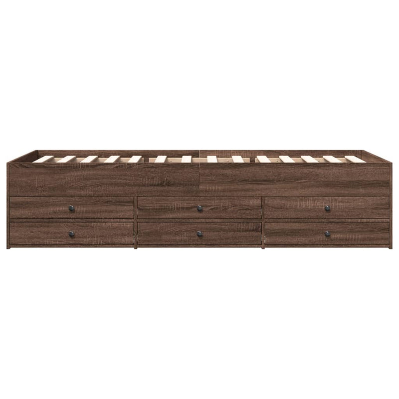 vidaXL barna tölgy kanapéágy fiókkal matrac nélkül 90x200 cm