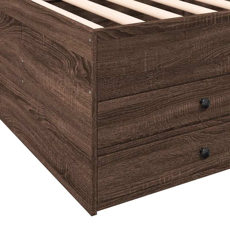 vidaXL barna tölgy kanapéágy fiókkal matrac nélkül 90x200 cm