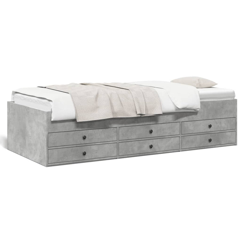 vidaXL betonszürke kanapéágy fiókkal matrac nélkül 90x190 cm