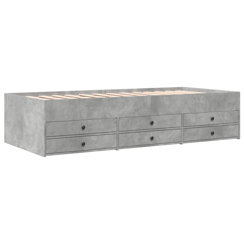 vidaXL betonszürke kanapéágy fiókkal matrac nélkül 90x190 cm