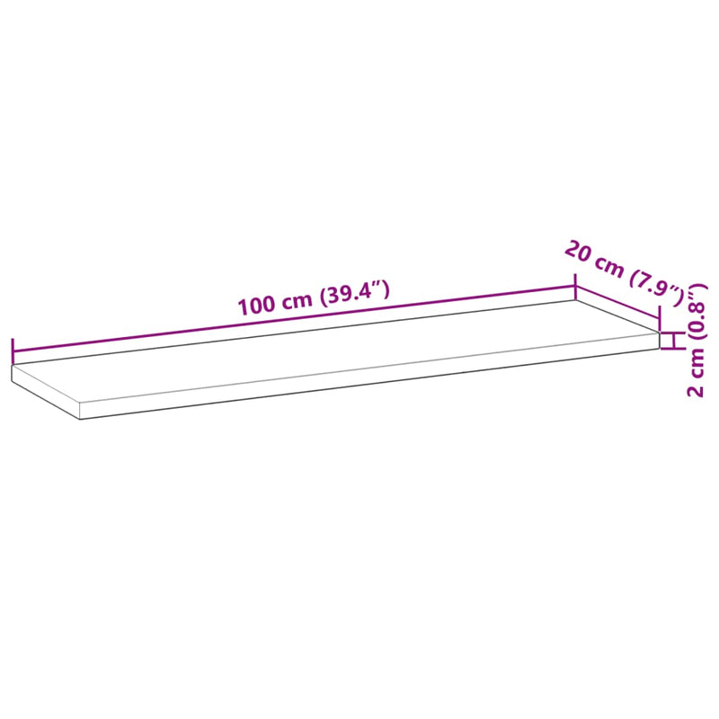 vidaXL 3 db kezeletlen tömör akácfa függőpolc 100 x 20 x 2 cm