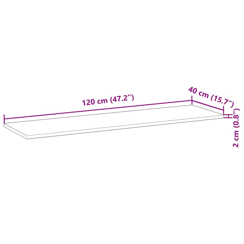 vidaXL 2 db kezeletlen tömör akácfa függőpolc 120 x 40 x 2 cm