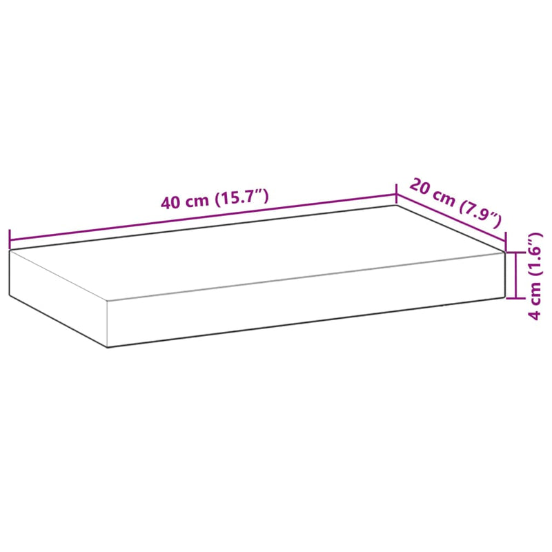 vidaXL 3 db kezeletlen tömör akácfa függőpolc 40 x 20 x 4 cm