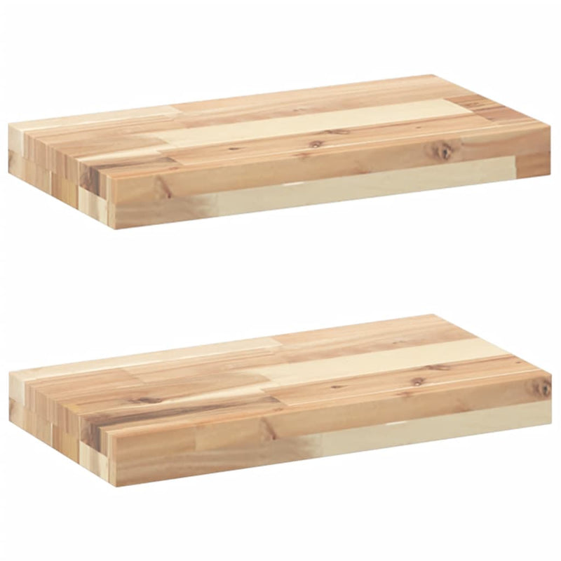 vidaXL 2 db kezeletlen tömör akácfa függőpolc 60 x 20 x 4 cm