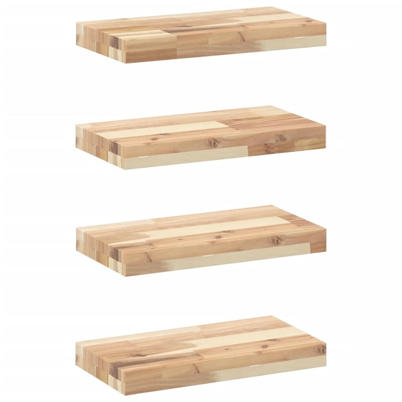 vidaXL 4 db kezeletlen tömör akácfa függőpolc 60 x 20 x 4 cm