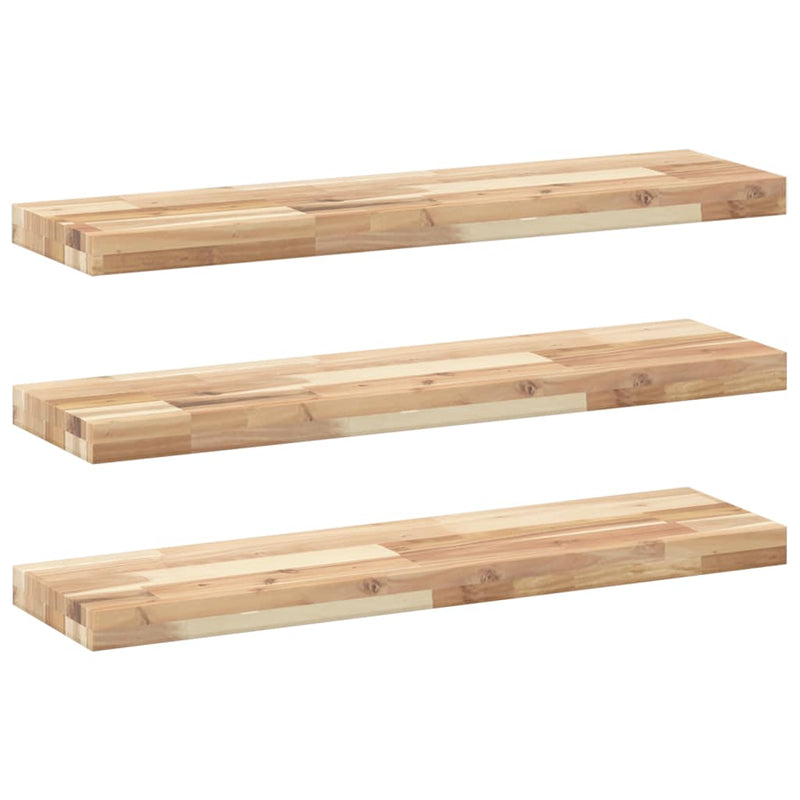 vidaXL 3 db kezeletlen tömör akácfa függőpolc 80 x 20 x 4 cm