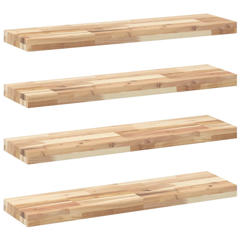 vidaXL 4 db kezeletlen tömör akácfa függőpolc 80 x 20 x 4 cm