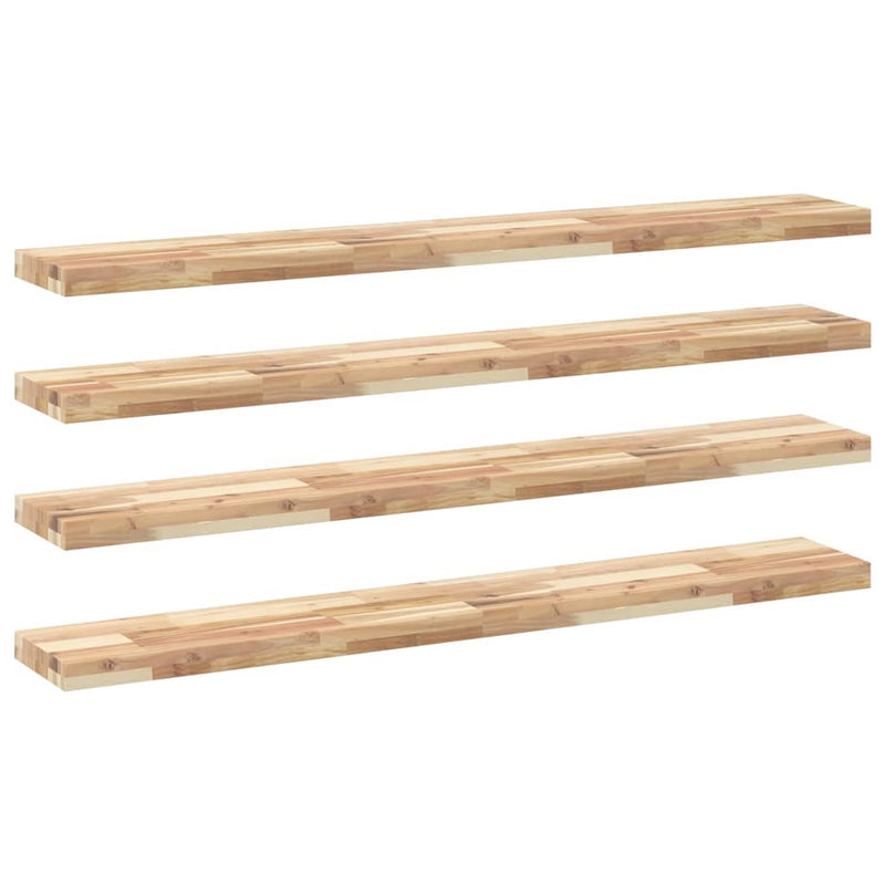 vidaXL 4 db kezeletlen tömör akácfa függőpolc 120 x 20 x 4 cm