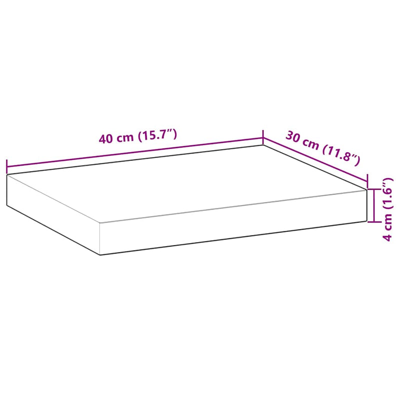 vidaXL 2 db kezeletlen tömör akácfa függőpolc 40 x 30 x 4 cm