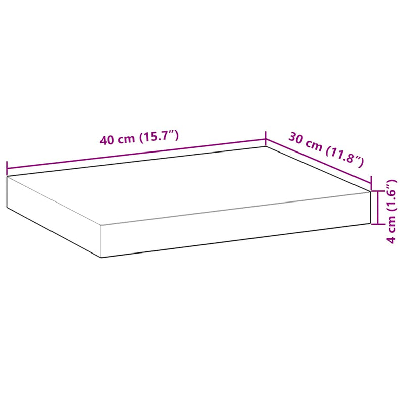 vidaXL 4 db kezeletlen tömör akácfa függőpolc 40 x 30 x 4 cm