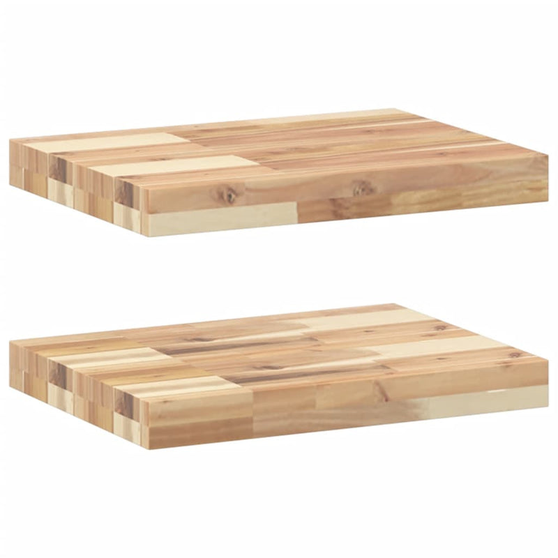 vidaXL 2 db kezeletlen tömör akácfa függőpolc 60 x 30 x 4 cm