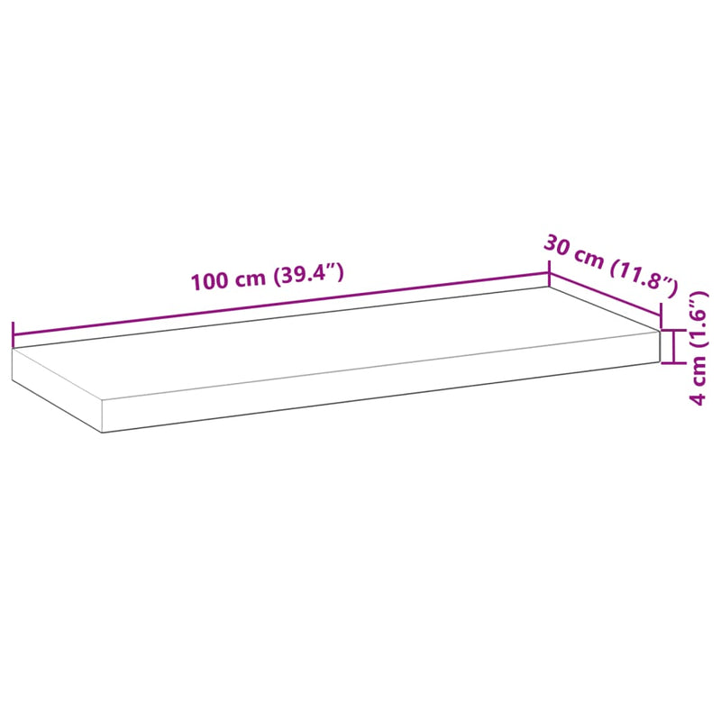 vidaXL 2 db kezeletlen tömör akácfa függőpolc 100 x 30 x 4 cm
