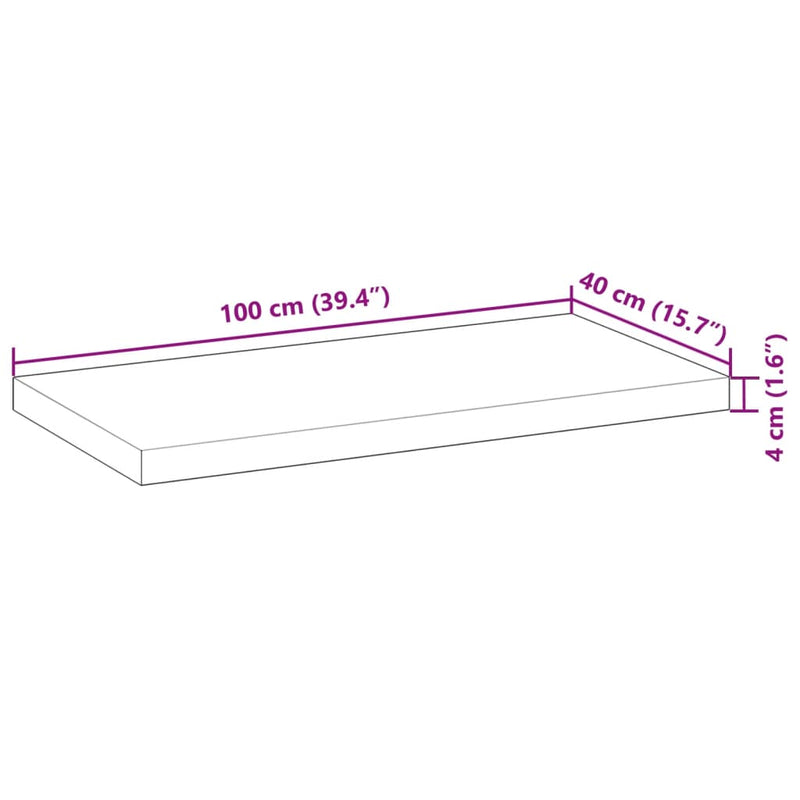 vidaXL 4 db kezeletlen tömör akácfa függőpolc 100 x 40 x 4 cm