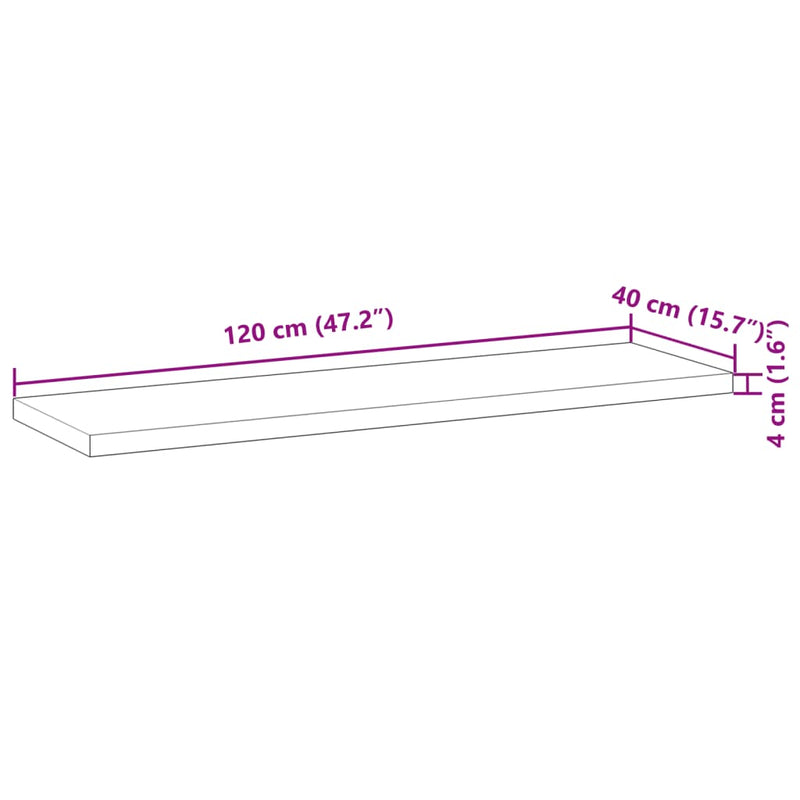 vidaXL 4 db kezeletlen tömör akácfa függőpolc 120 x 40 x 4 cm