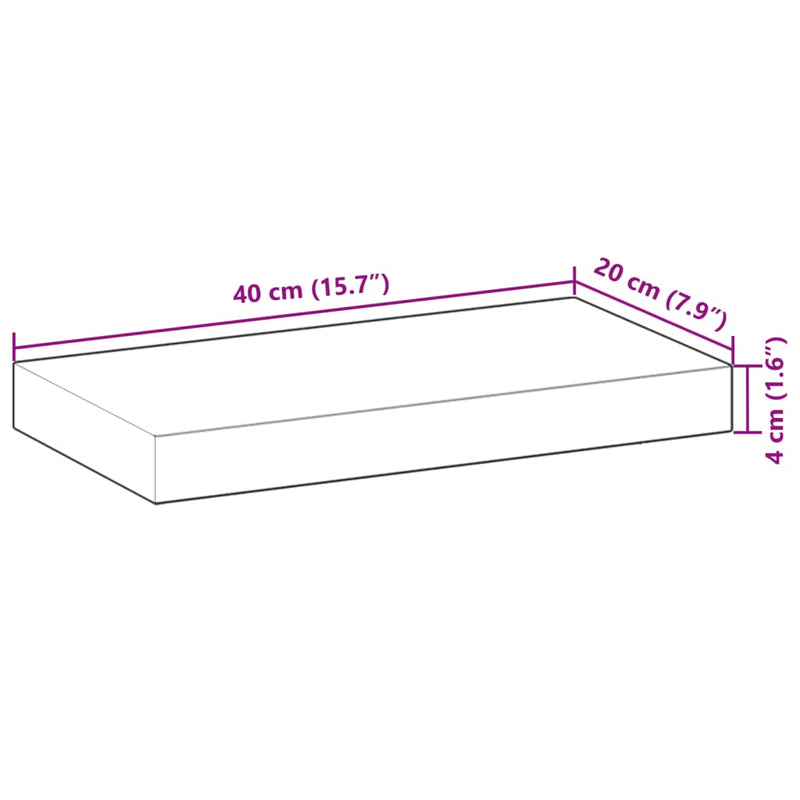vidaXL olajbevonatú tömör akácfa függőpolc 40 x 20 x 4 cm