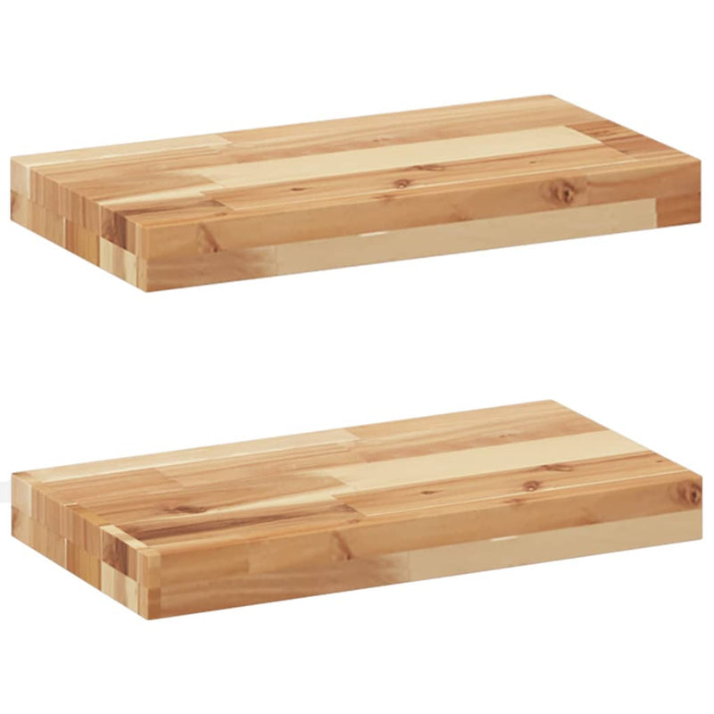vidaXL 2 db olajbevonatú tömör akácfa függőpolc 60 x 20 x 4 cm