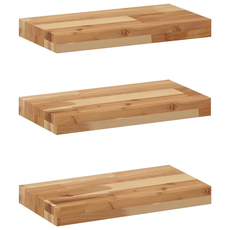 vidaXL 3 db olajbevonatú tömör akácfa függőpolc 60 x 20 x 4 cm
