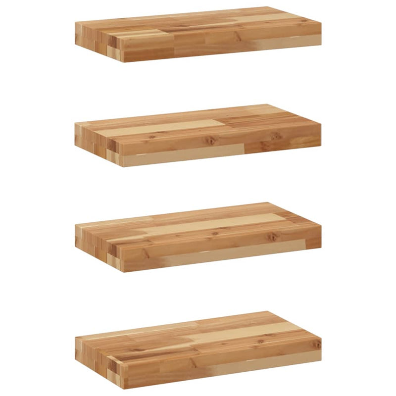 vidaXL 4 db olajbevonatú tömör akácfa függőpolc 60 x 20 x 4 cm