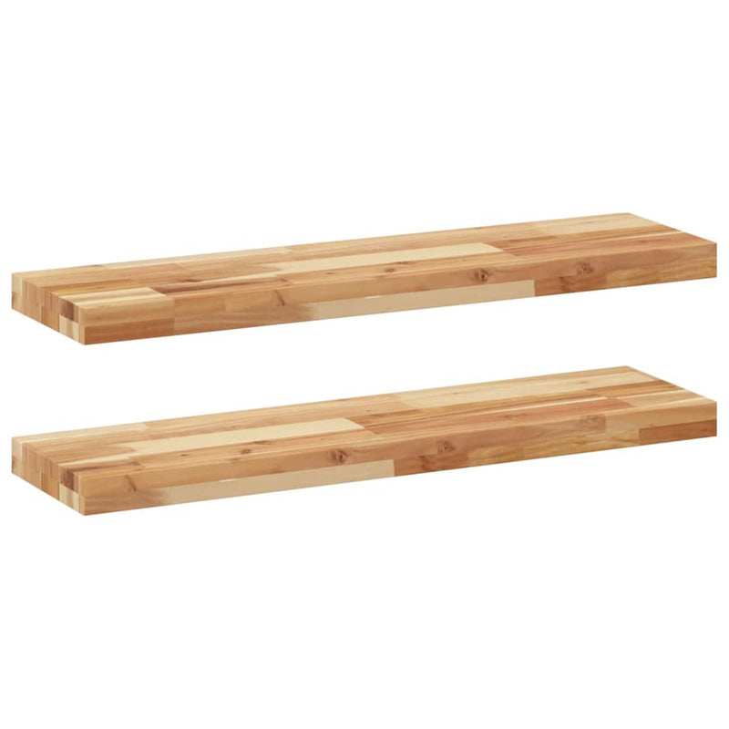 vidaXL 2 db olajbevonatú tömör akácfa függőpolc 80 x 20 x 4 cm