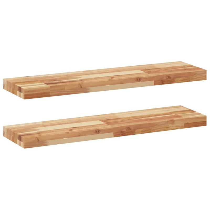 vidaXL 2 db olajbevonatú tömör akácfa függőpolc 100 x 20 x 4 cm