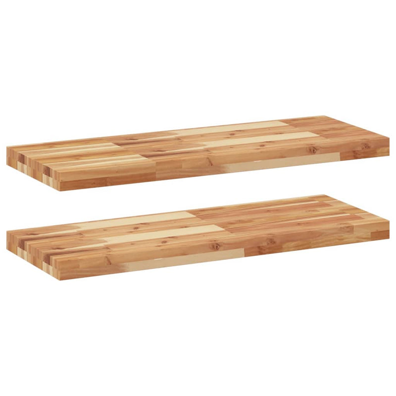 vidaXL 2 db olajbevonatú tömör akácfa függőpolc 80 x 30 x 4 cm