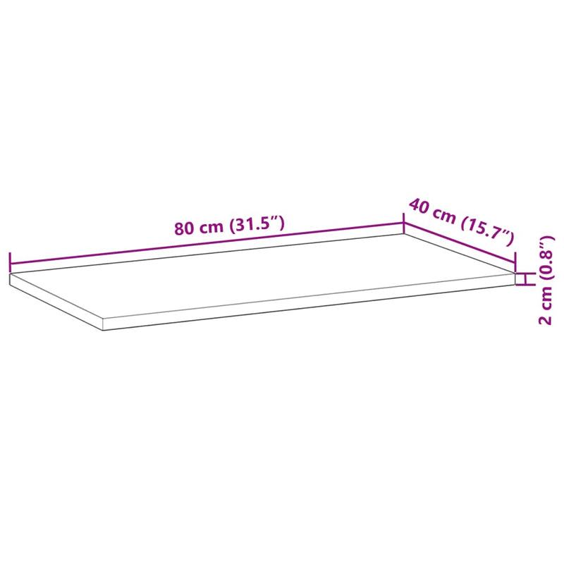 vidaXL kezeletlen tömör akácfa fürdőszobapult 80x40x2 cm