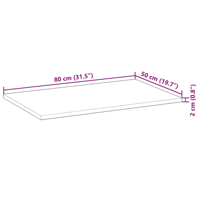 vidaXL kezeletlen tömör akácfa fürdőszobapult 80x50x2 cm