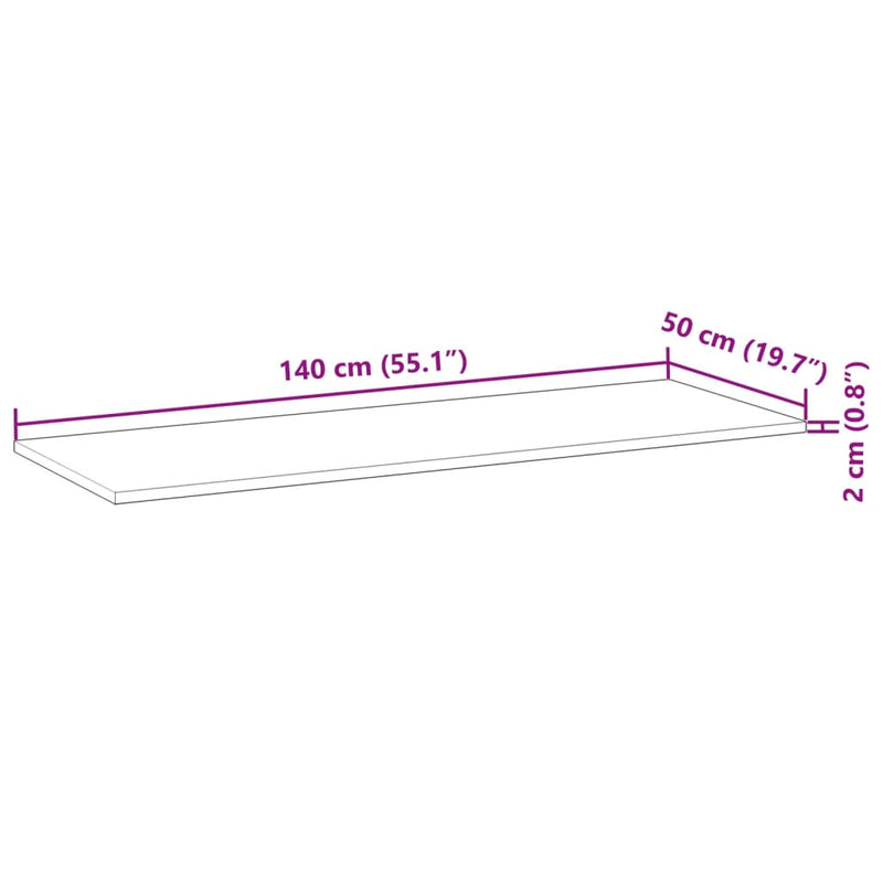 vidaXL kezeletlen tömör akácfa fürdőszobapult 140x50x2 cm