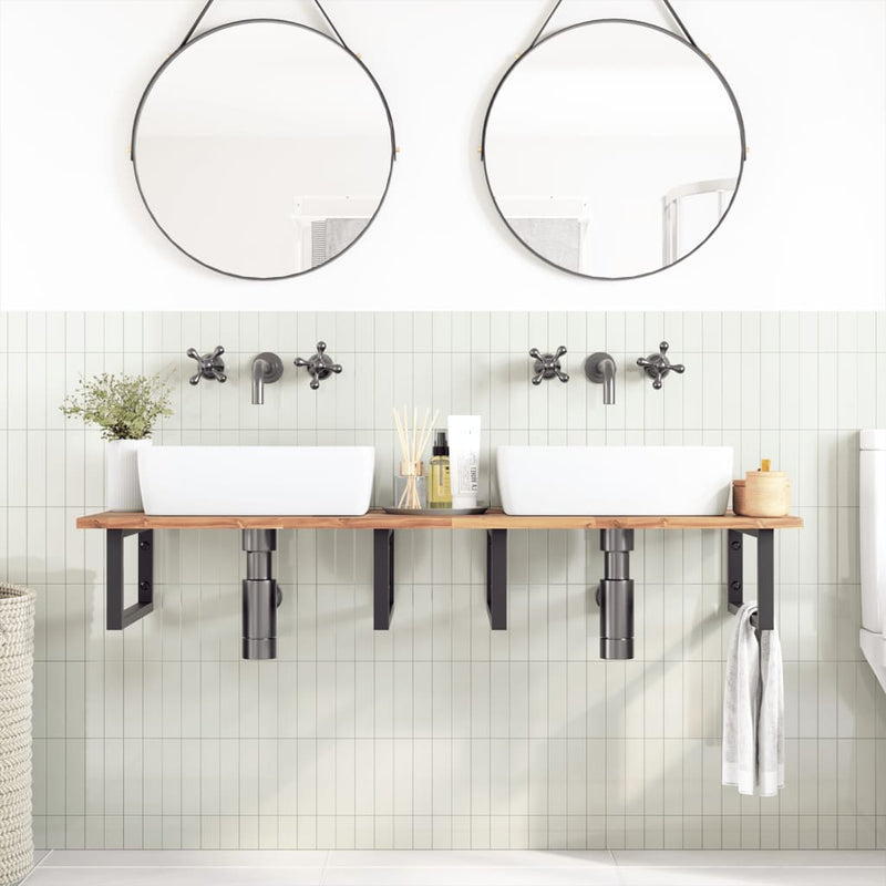 vidaXL kezeletlen tömör akácfa fürdőszobapult 160x50x2 cm