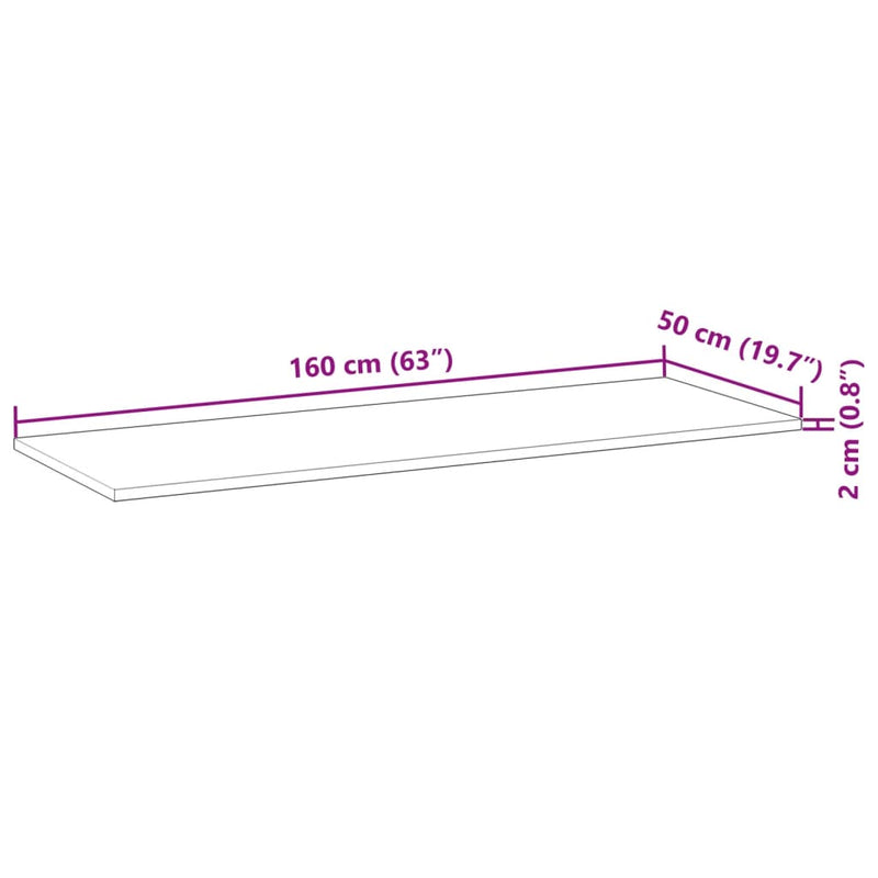 vidaXL kezeletlen tömör akácfa fürdőszobapult 160x50x2 cm