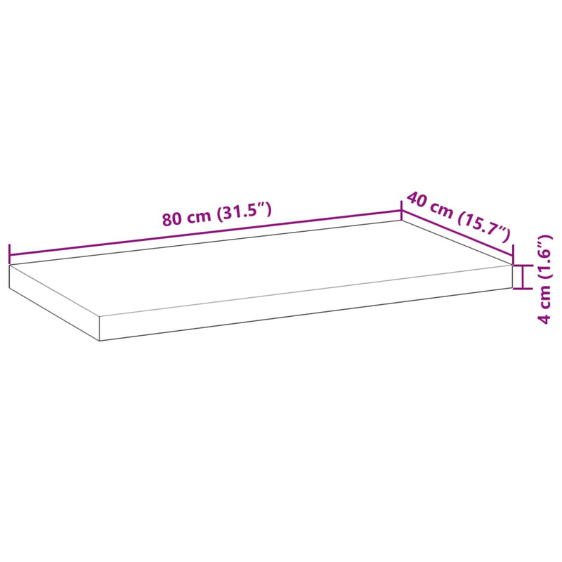 vidaXL kezeletlen tömör akácfa fürdőszobapult 80x40x4 cm