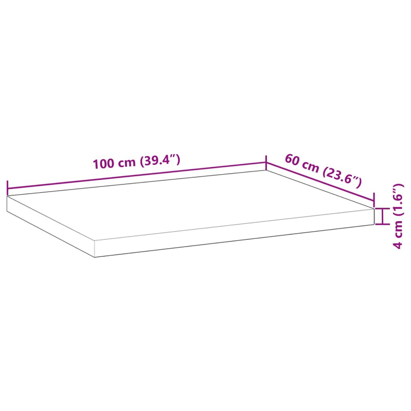 vidaXL kezeletlen tömör akácfa fürdőszobapult 100x60x4 cm