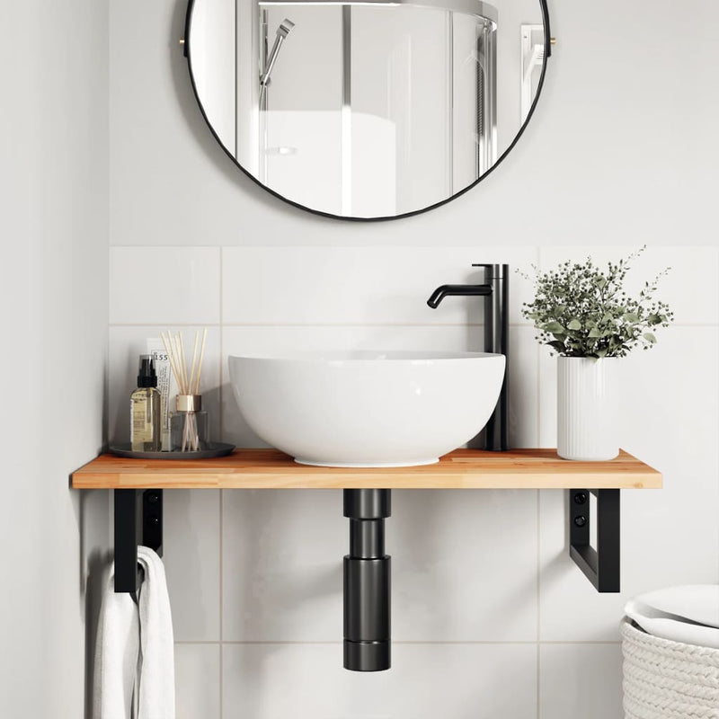 vidaXL olajbevonatú tömör akácfa fürdőszobapult 100 x 40 x 2 cm
