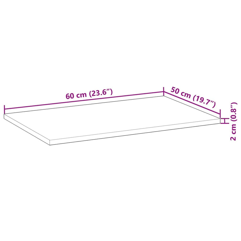 vidaXL olajbevonatú tömör akácfa fürdőszobapult 60 x 50 x 2 cm