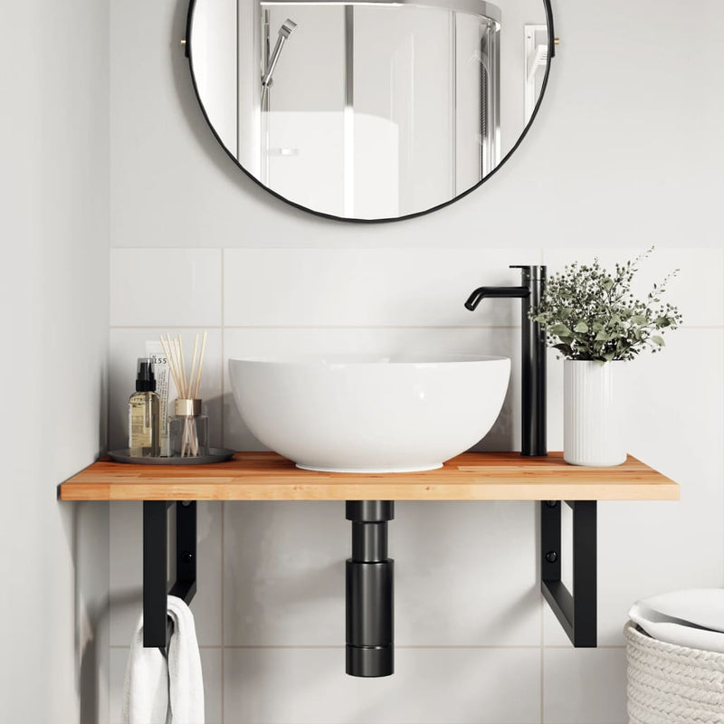 vidaXL olajbevonatú tömör akácfa fürdőszobapult 80 x 50 x 2 cm