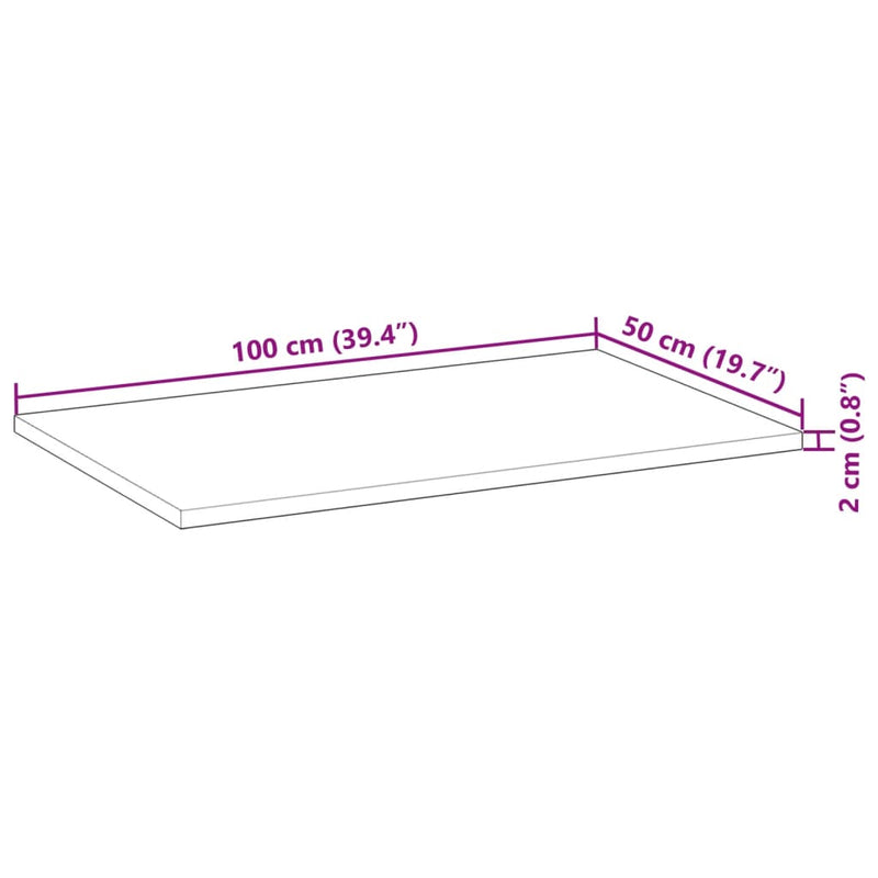 vidaXL olajbevonatú tömör akácfa fürdőszobapult 100 x 50 x 2 cm