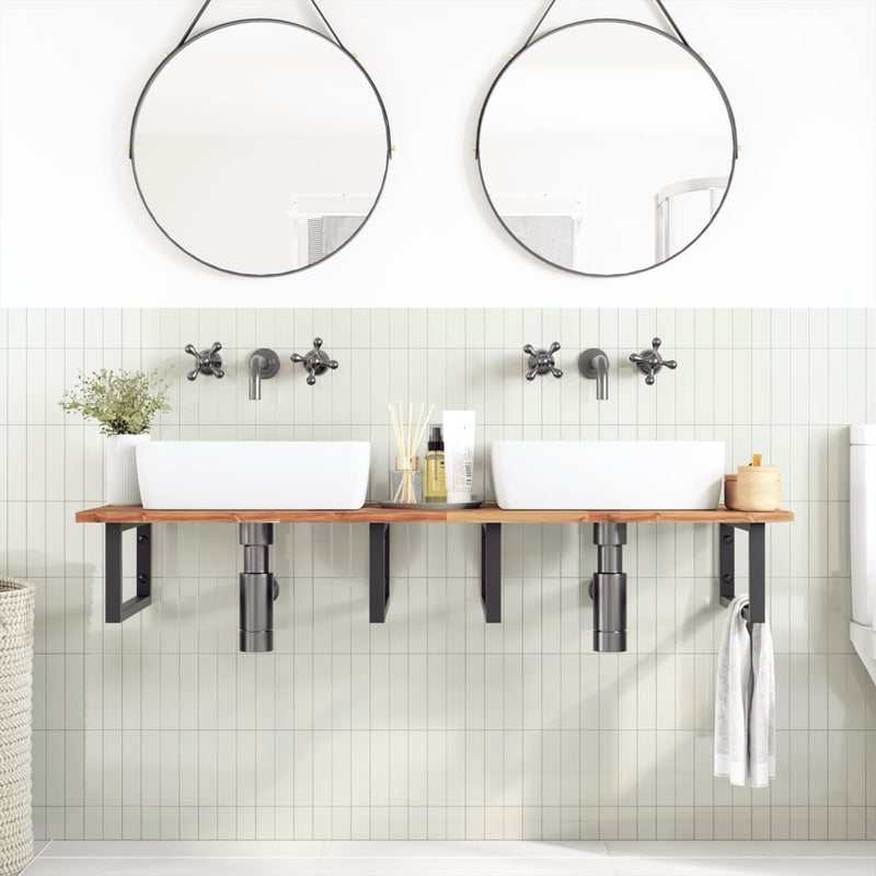 vidaXL olajbevonatú tömör akácfa fürdőszobapult 160 x 50 x 2 cm